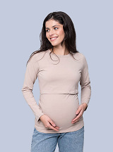 Maternity & nursing long sleeve Beige