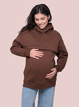 Warm maternity & nursing oversize hoodie Chocolate