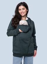 Warm maternity and babywearing hoodie Emerald