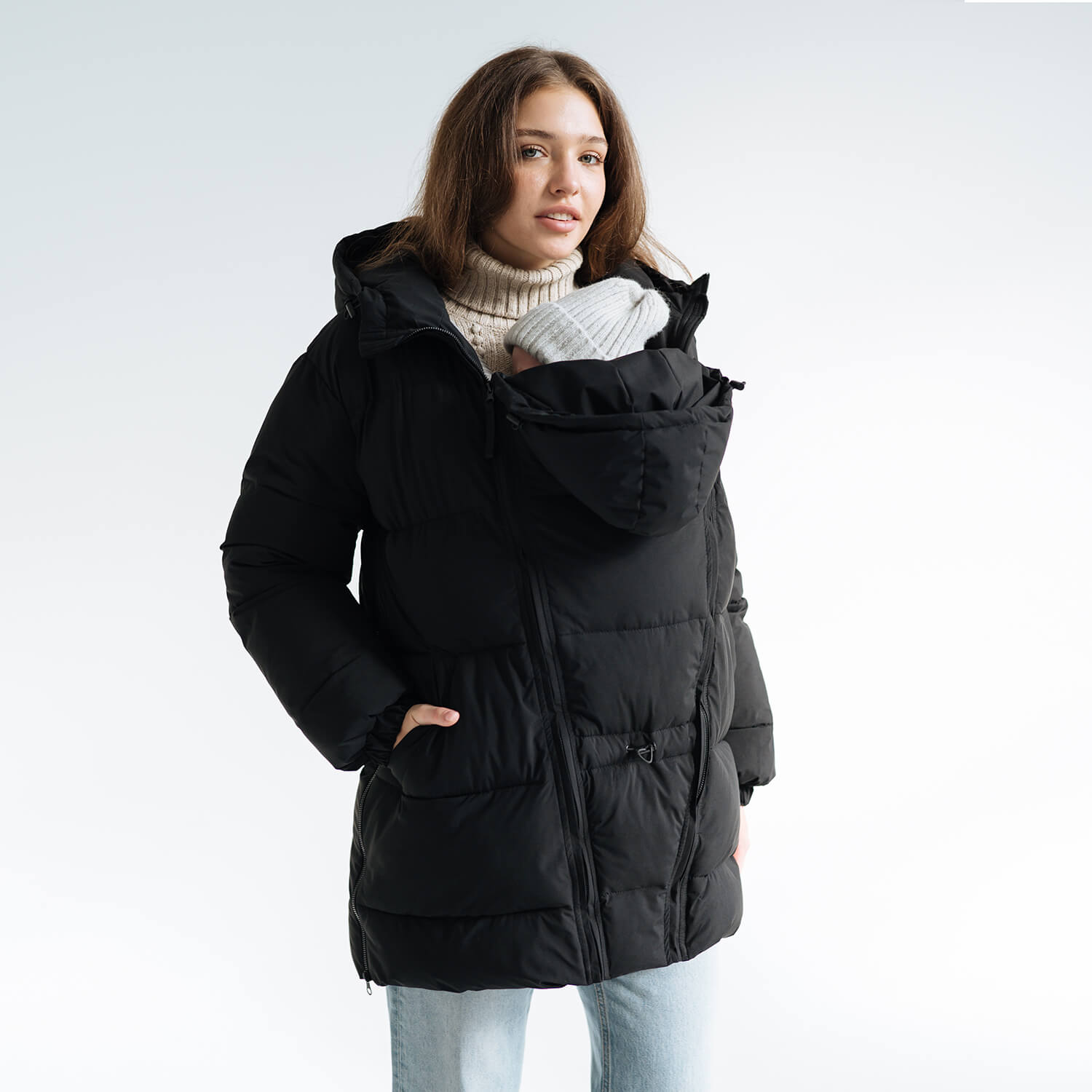 Maternity & Babywearing Puffer Jacket Black