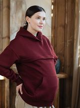 Warm maternity & nursing oversize hoodie Cherry