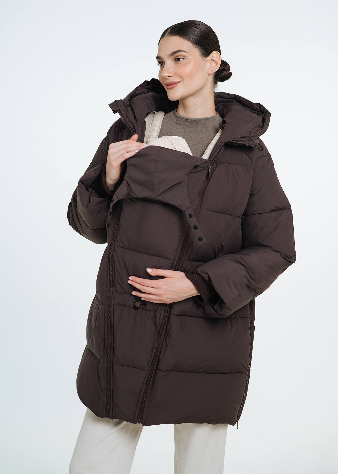 Love & Carry 3-in-1 winter babywearing coat in Chocolate