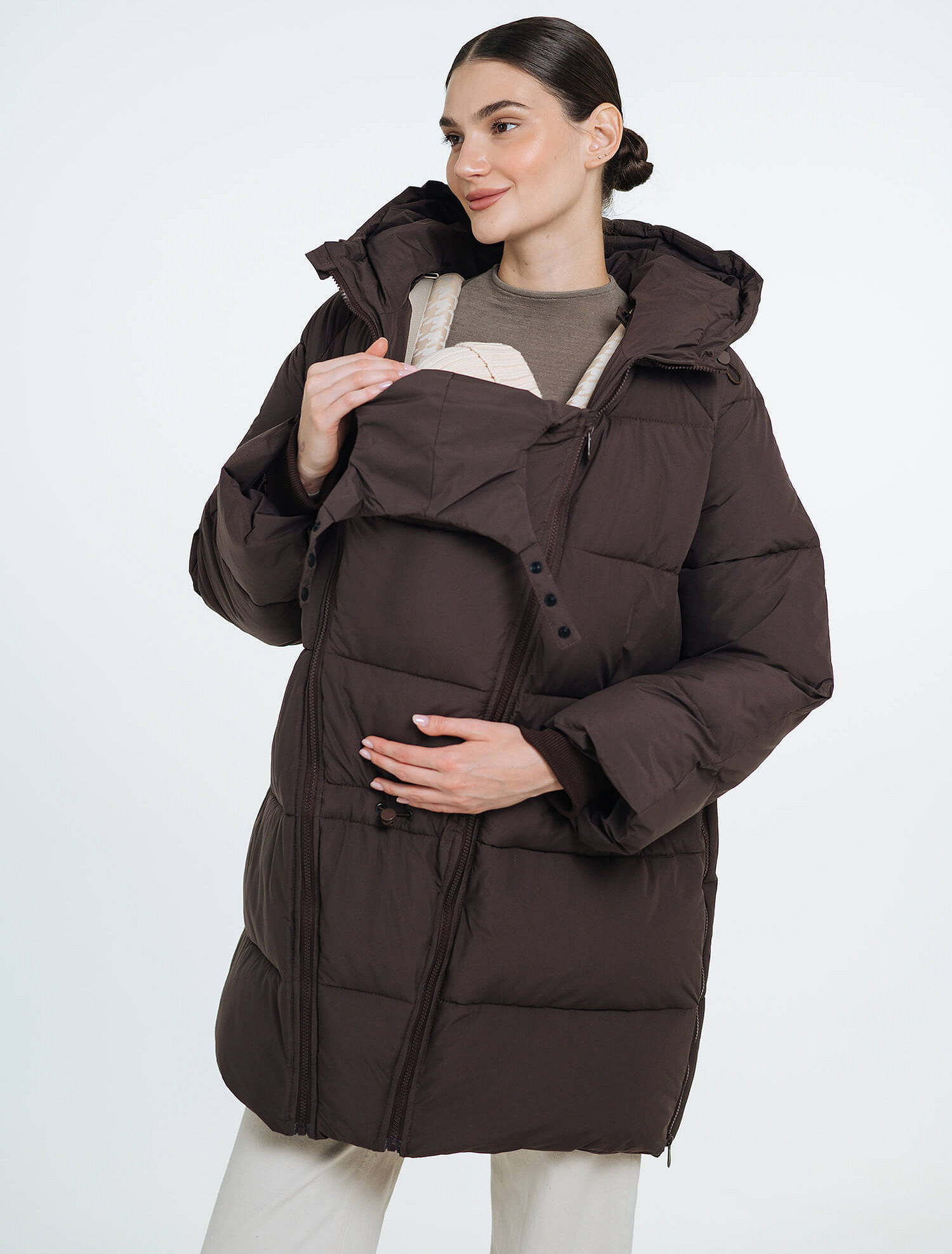 Love & Carry 3-in-1 winter babywearing coat in Chocolate
