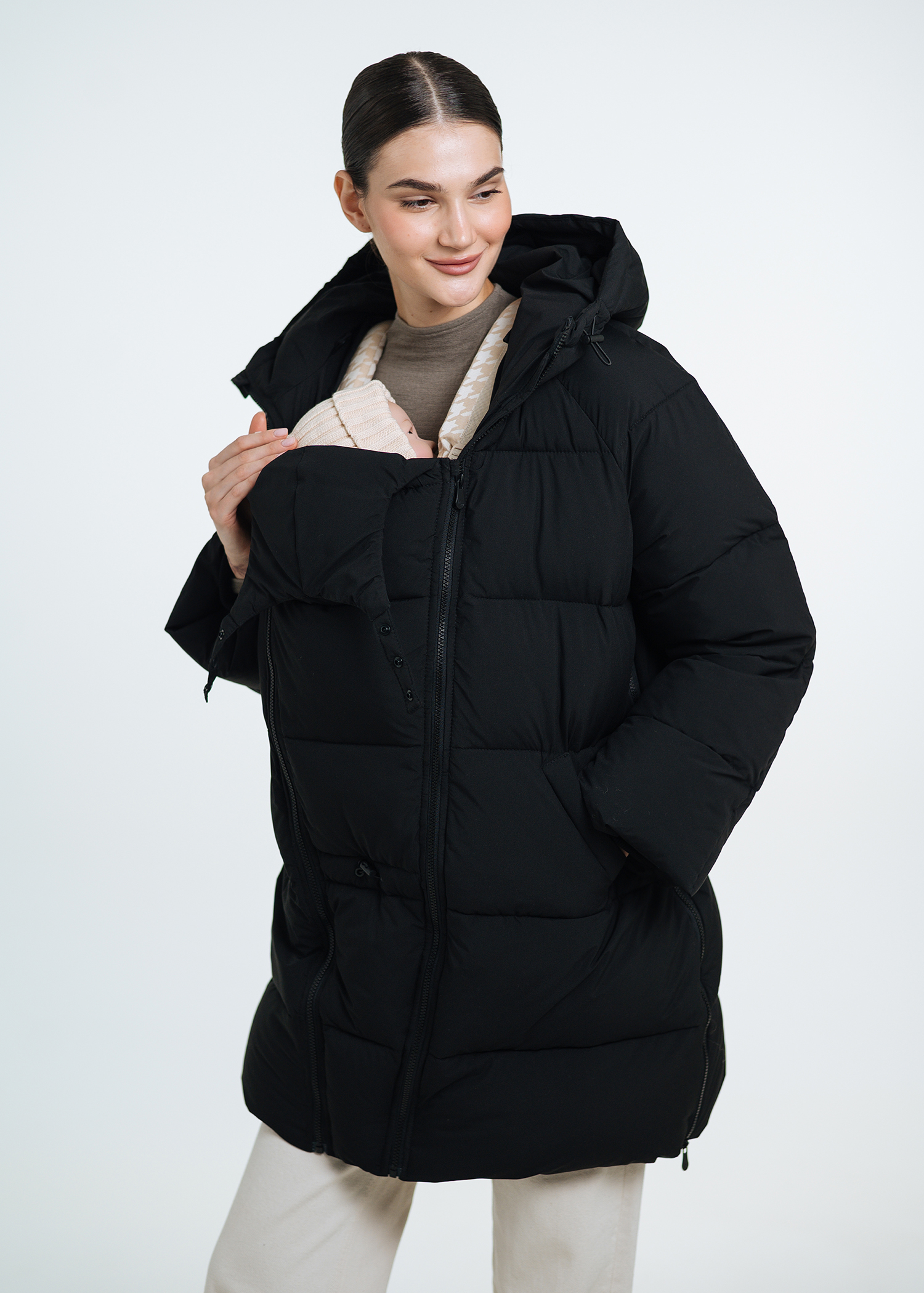 3-in-1 Maternity & babywearing winter coat Black