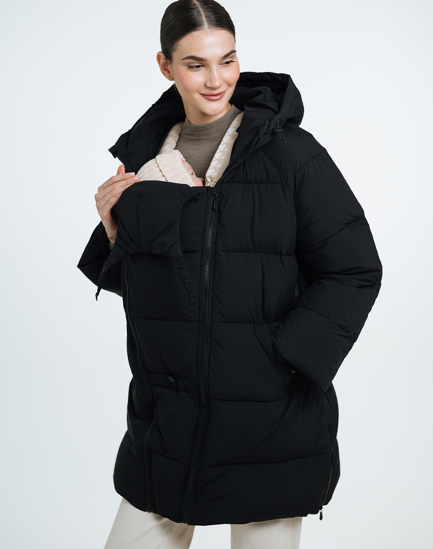Love & Carry 3-in-1 black winter maternity and babywearing jacket