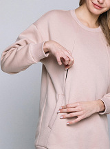 Warm maternity & nursing oversize sweatshirt Beige