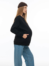 Warm maternity & nursing oversize sweatshirt Black