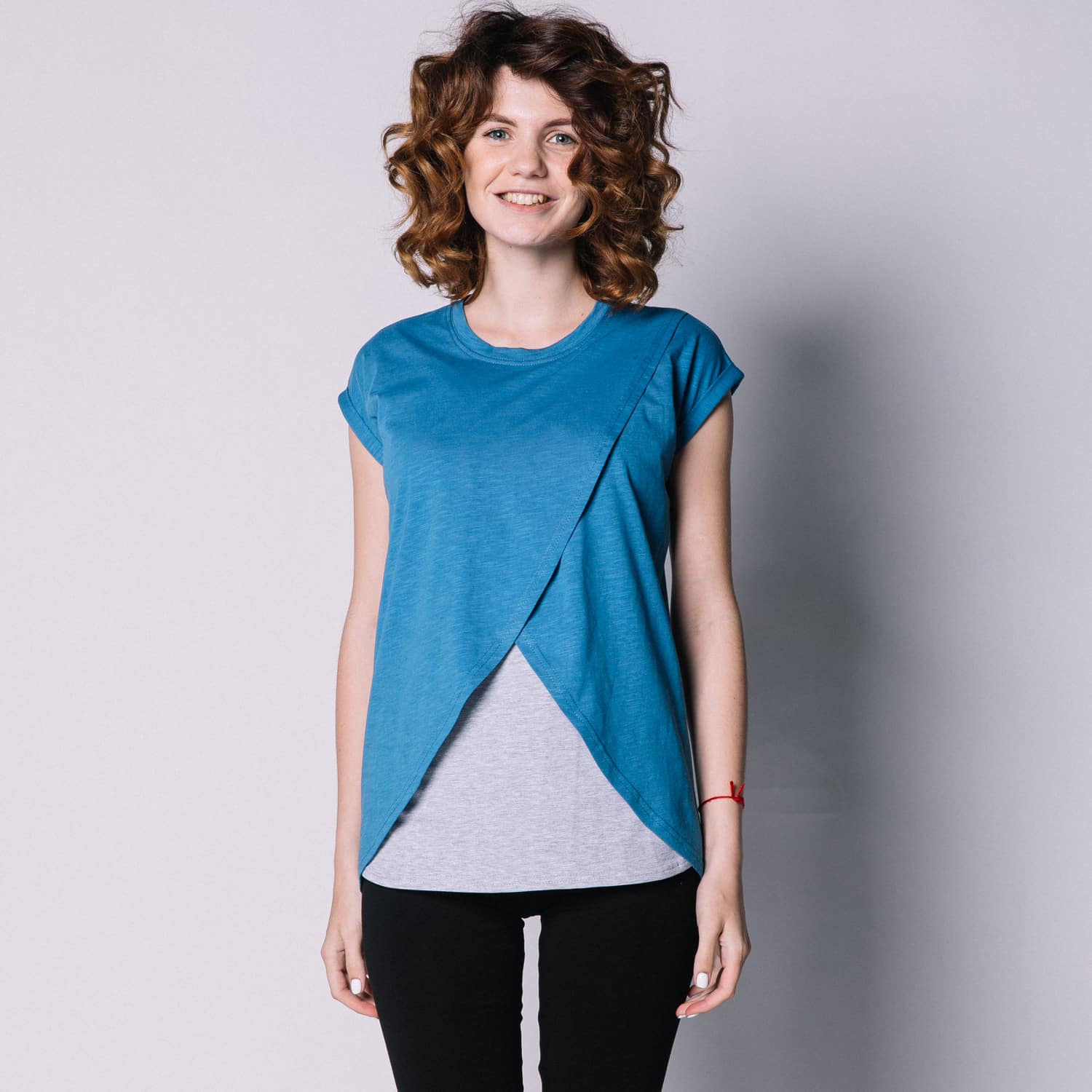 Wrap-around maternity and nursing t-shirt Navy
