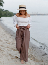 Lightweight maternity culottes Cappuccino