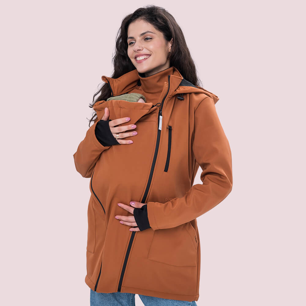 Слінгокуртка, куртка для вагітних Softshell 4 в 1 Паприка