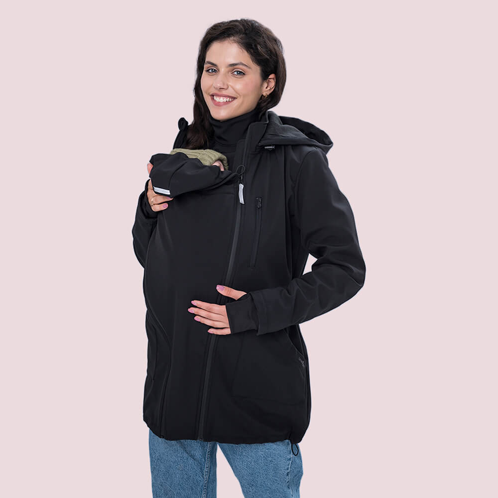 Слінгокуртка, куртка для вагітних Softshell 4 в 1 Чорна